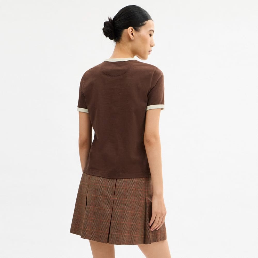 Coach Horse And Carriage Ringer T-Shirt In Organic Cotton Brown