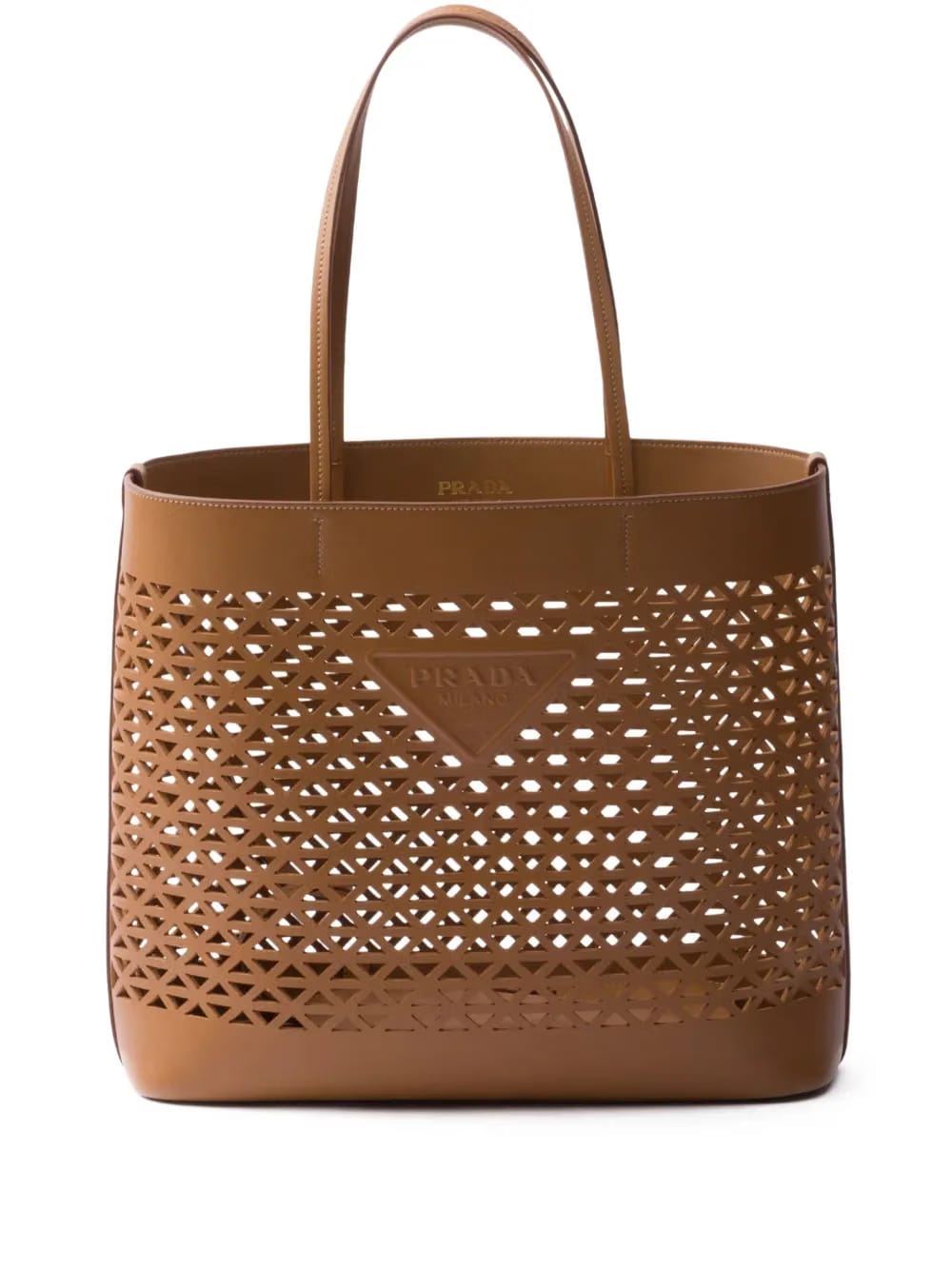 logo-perforated leather tote bag