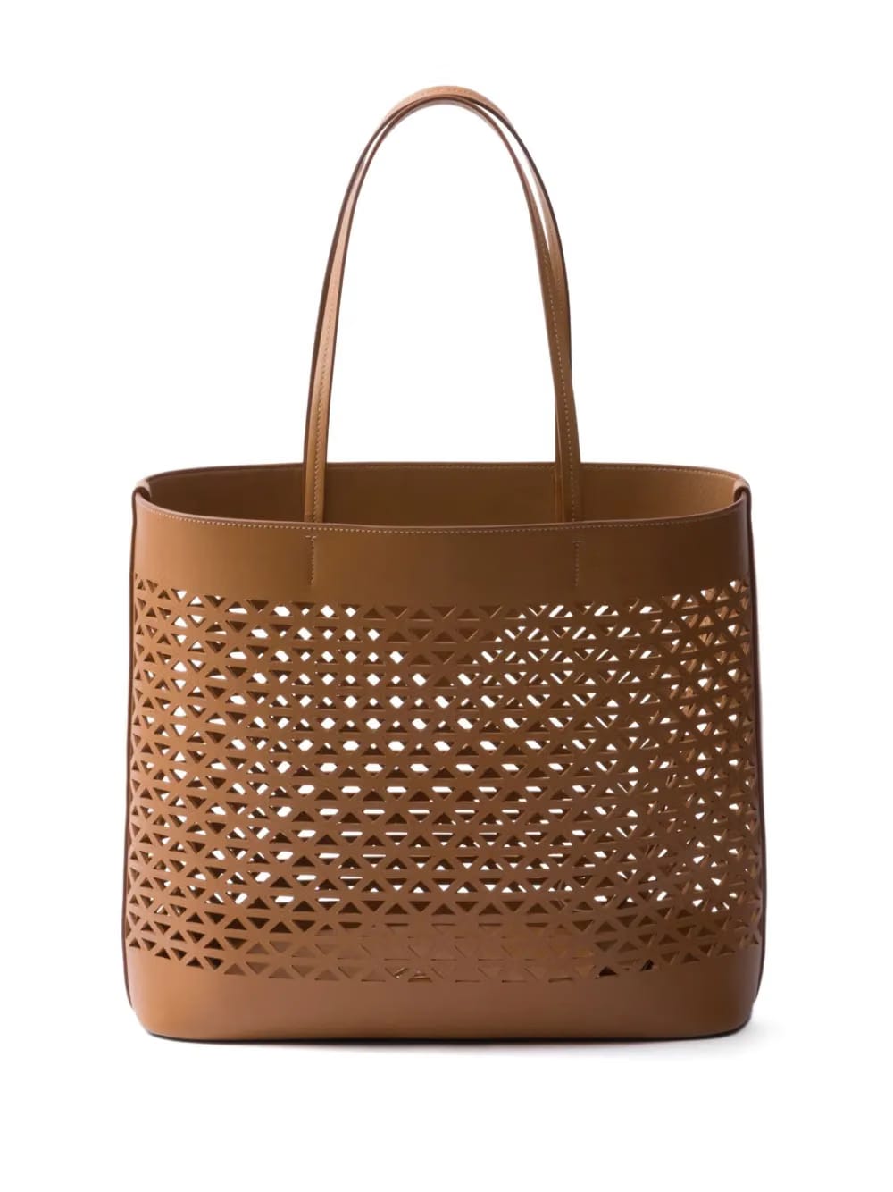 logo-perforated leather tote bag