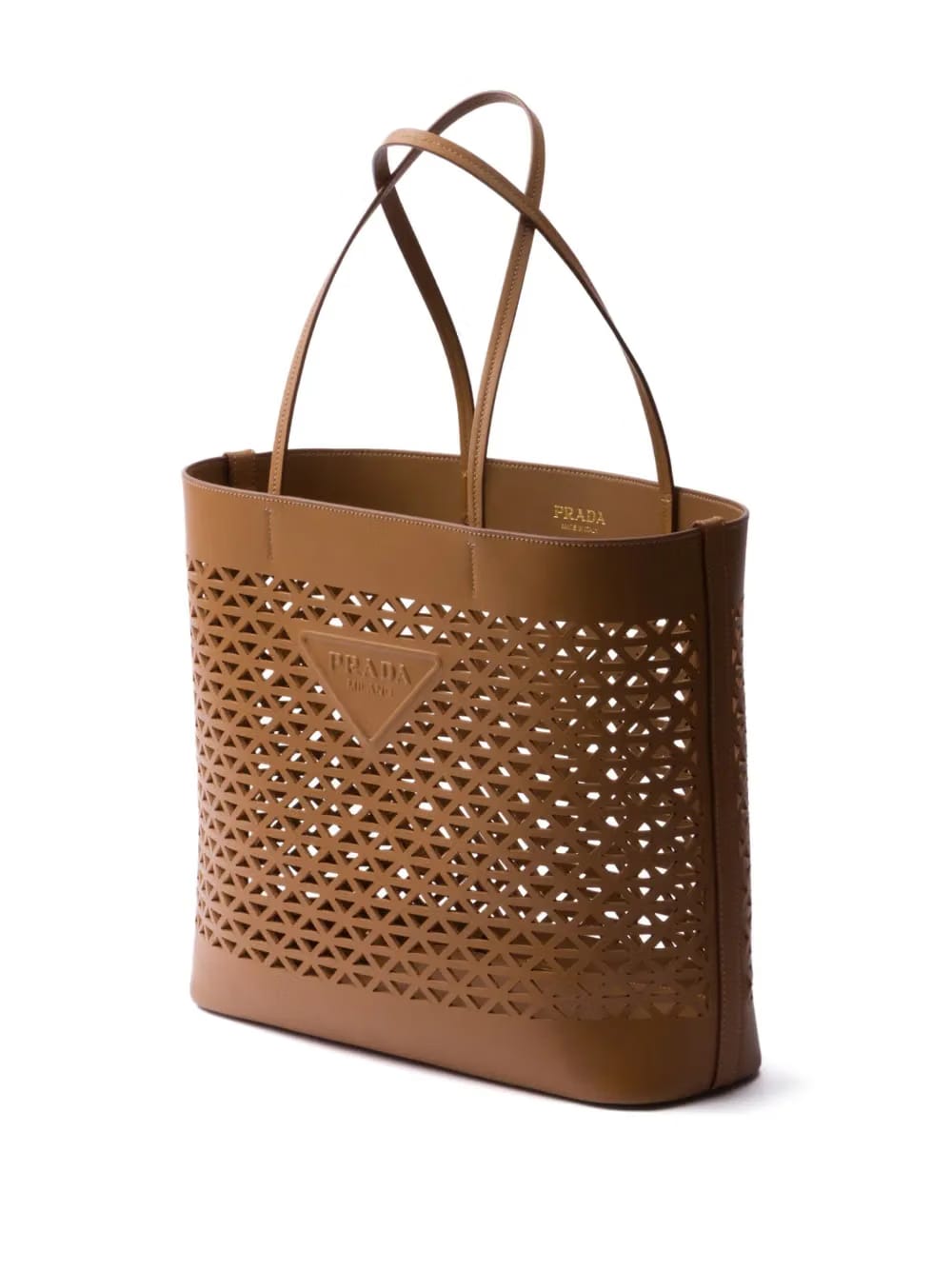 logo-perforated leather tote bag