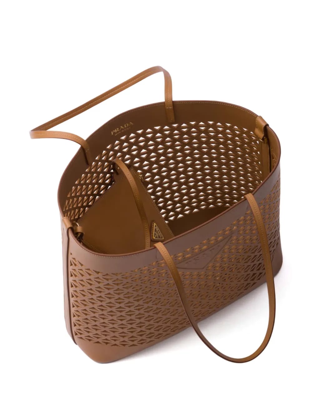 logo-perforated leather tote bag