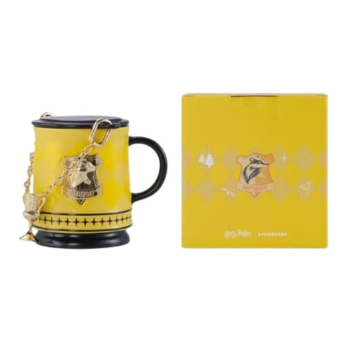 Starbucks x Harry Potter Collaboration Mug — Hufflepuff House Color-Changing Mug with Chain Accent (Yellow, 365ml)