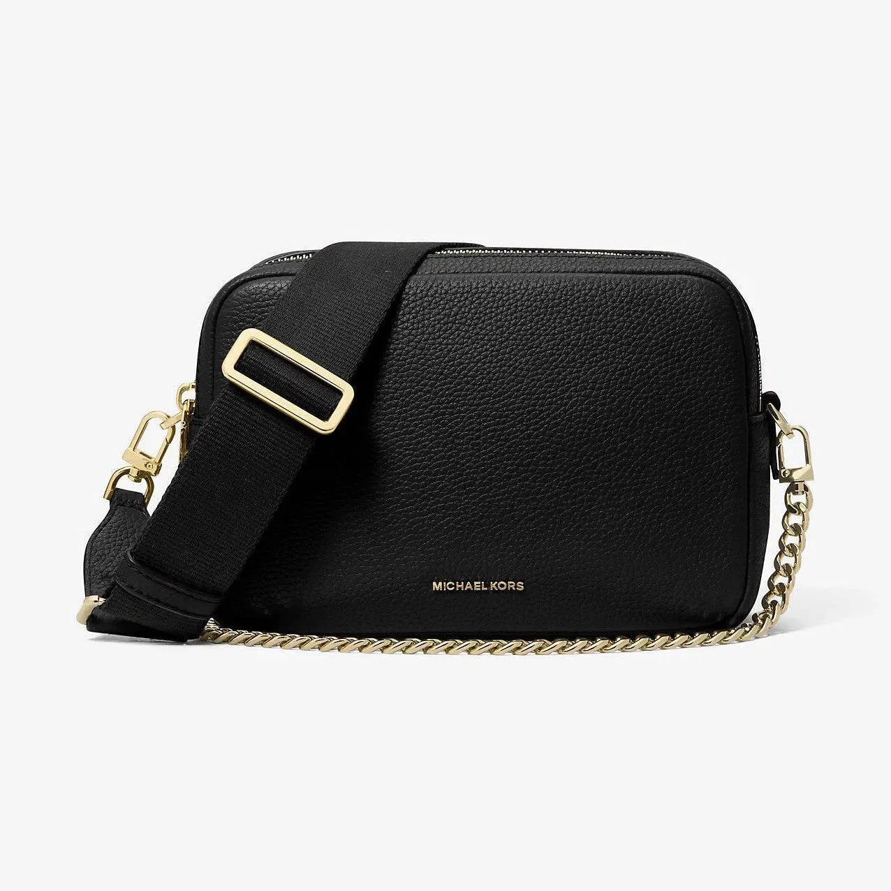 Michael Kors Bryant Medium Pebbled Leather Camera Crossbody Bag Black