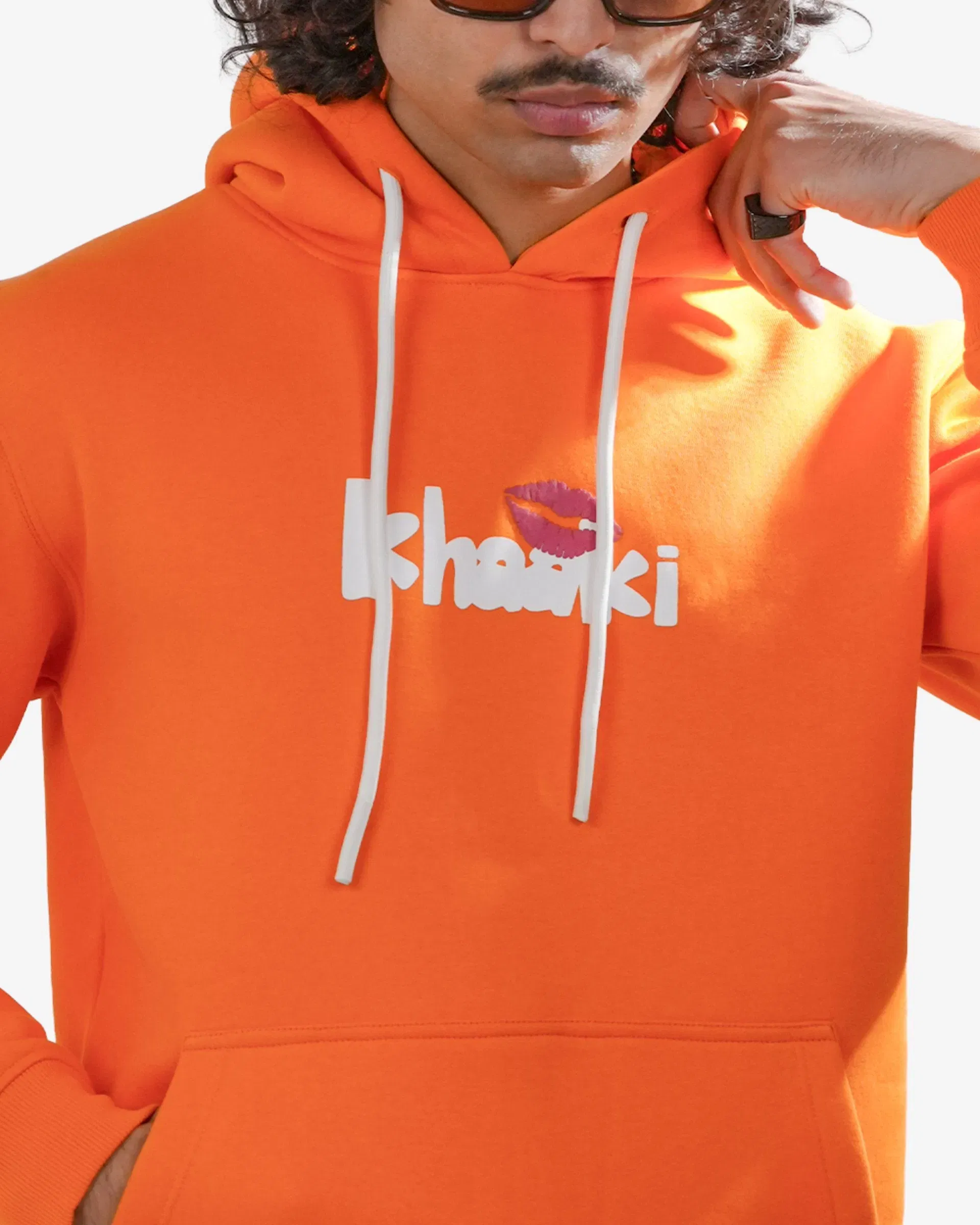 Chico' - Orange Printed Regular Fit Hoodie