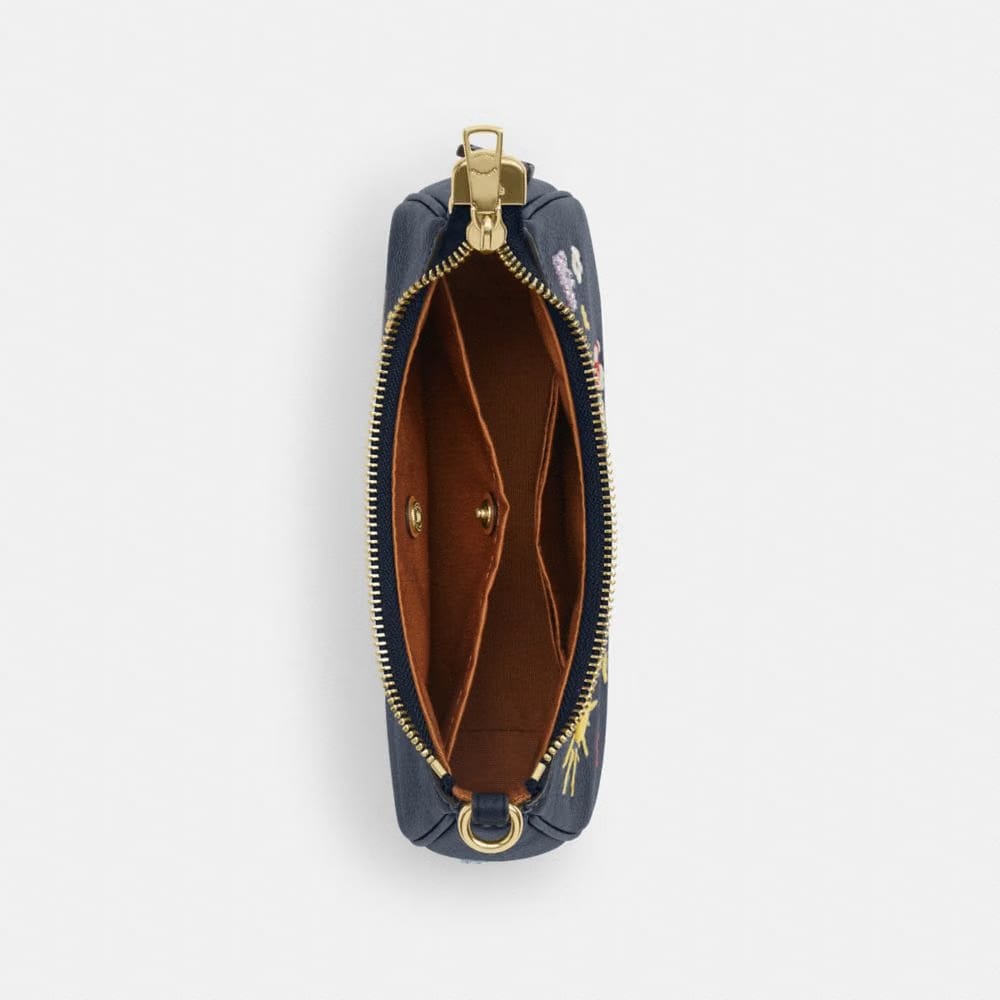 Coach Teri Mini Crossbody Bag With Embroidery Gold Dark Denim