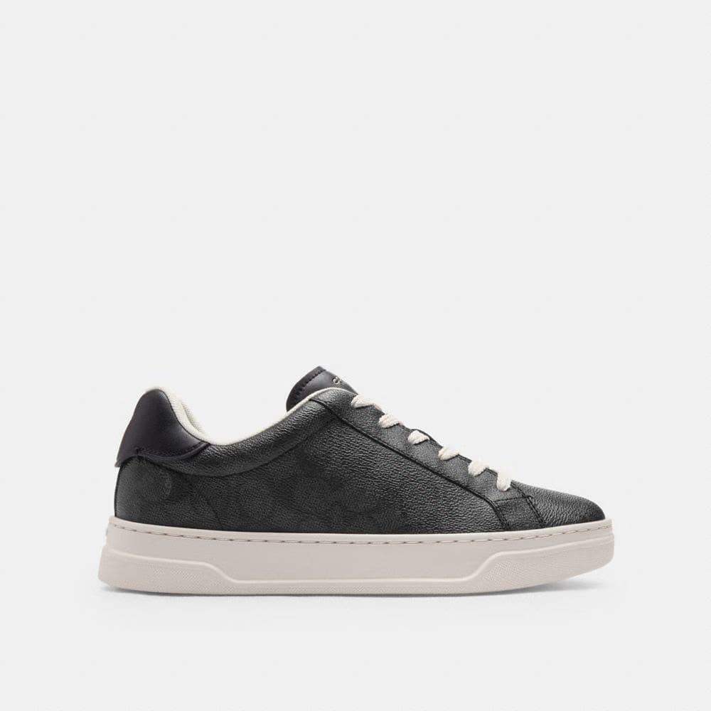 Women's Coach High Line Sneaker In Signature Canvas Charcoal Black