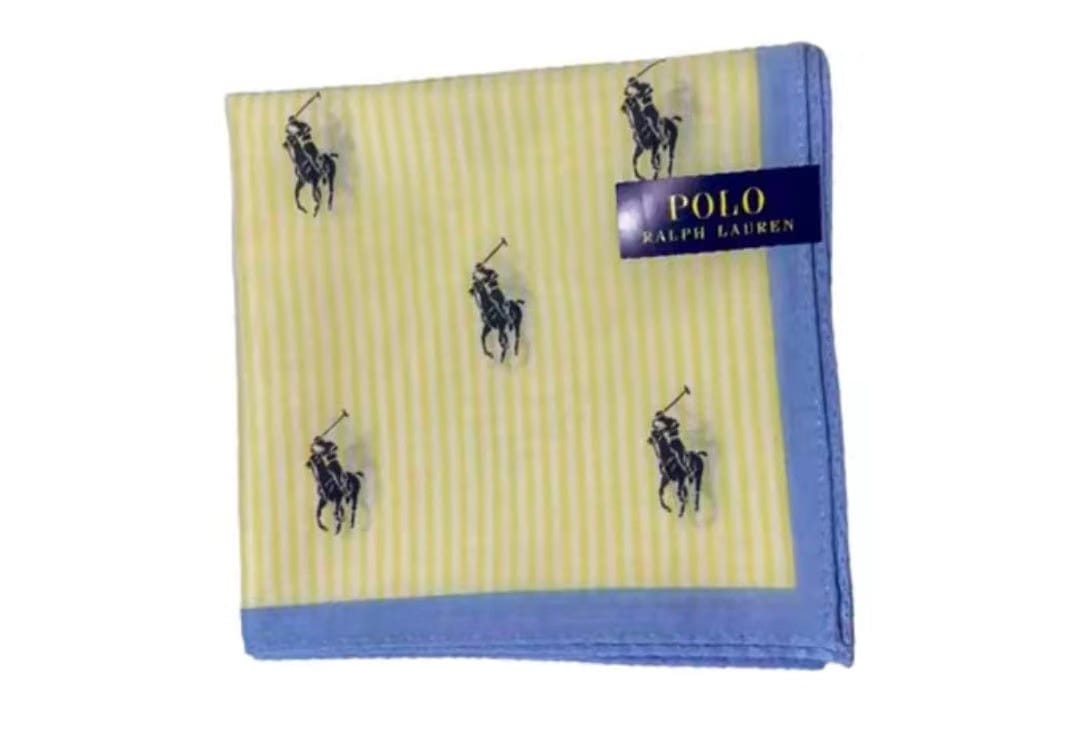 Ralph Lauren logo design silk scarf, unisex, couple style, yellow