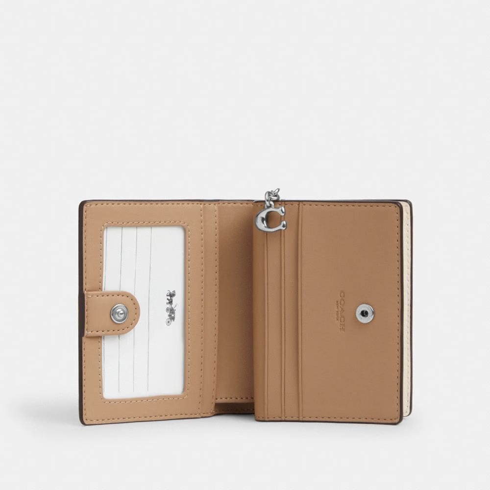 Coach Snap Wallet In Signature Canvas Silver White Chalk