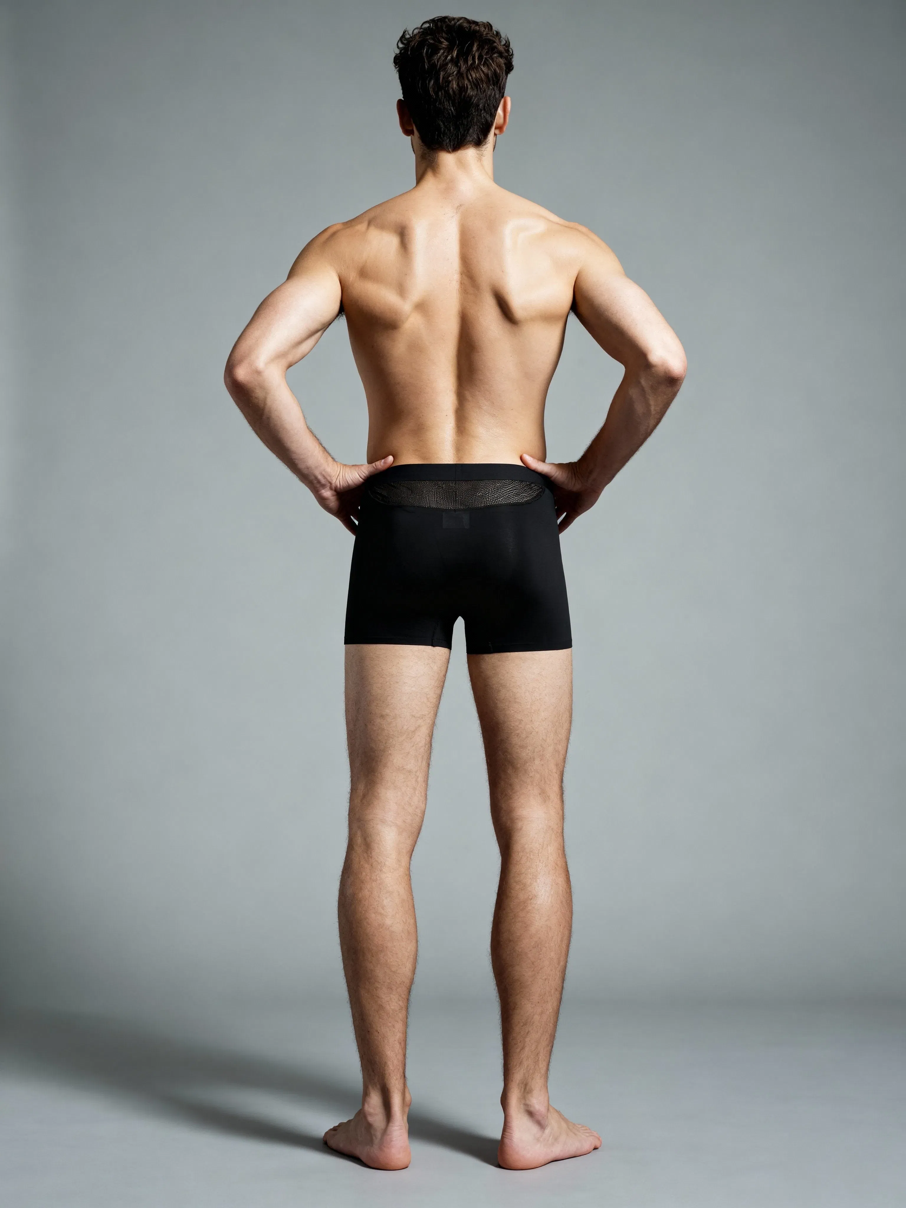 Men Mesh Black Solid Premium Elastic Trunk by Manaca