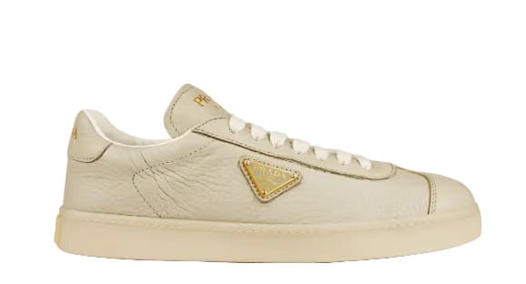 PRADA Leather Trainers Cream