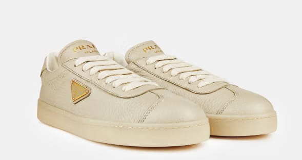 PRADA Leather Trainers Cream
