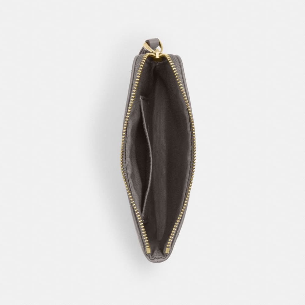 Coach Corner Zip Wristlet With Quilting Gold Slate