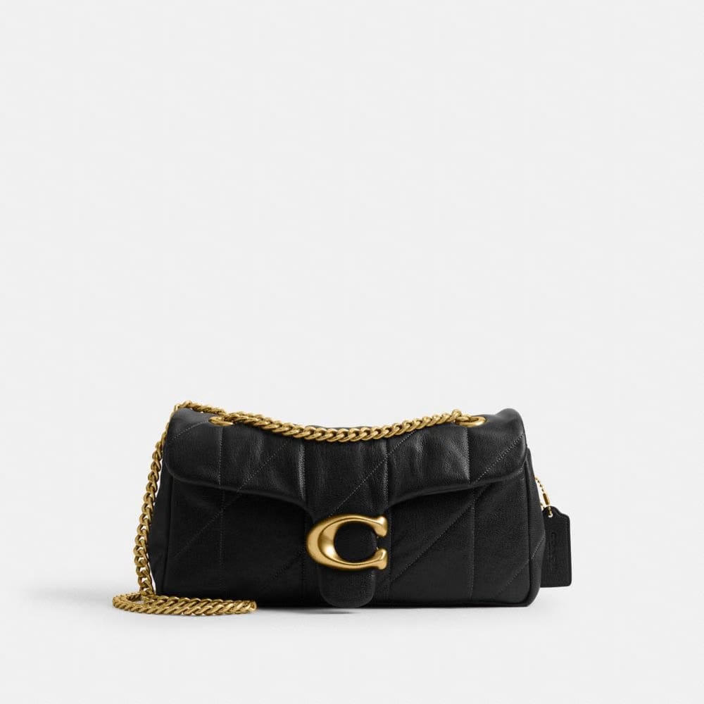 Coach Tabby Shoulder Bag 26 With Quilting Brass Black
