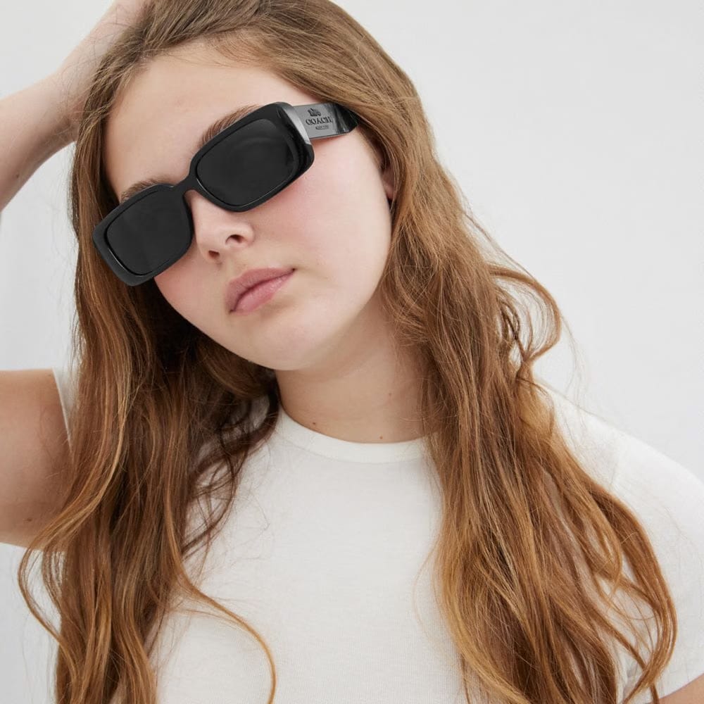 Coach Narrow Rectangle Sunglasses Black