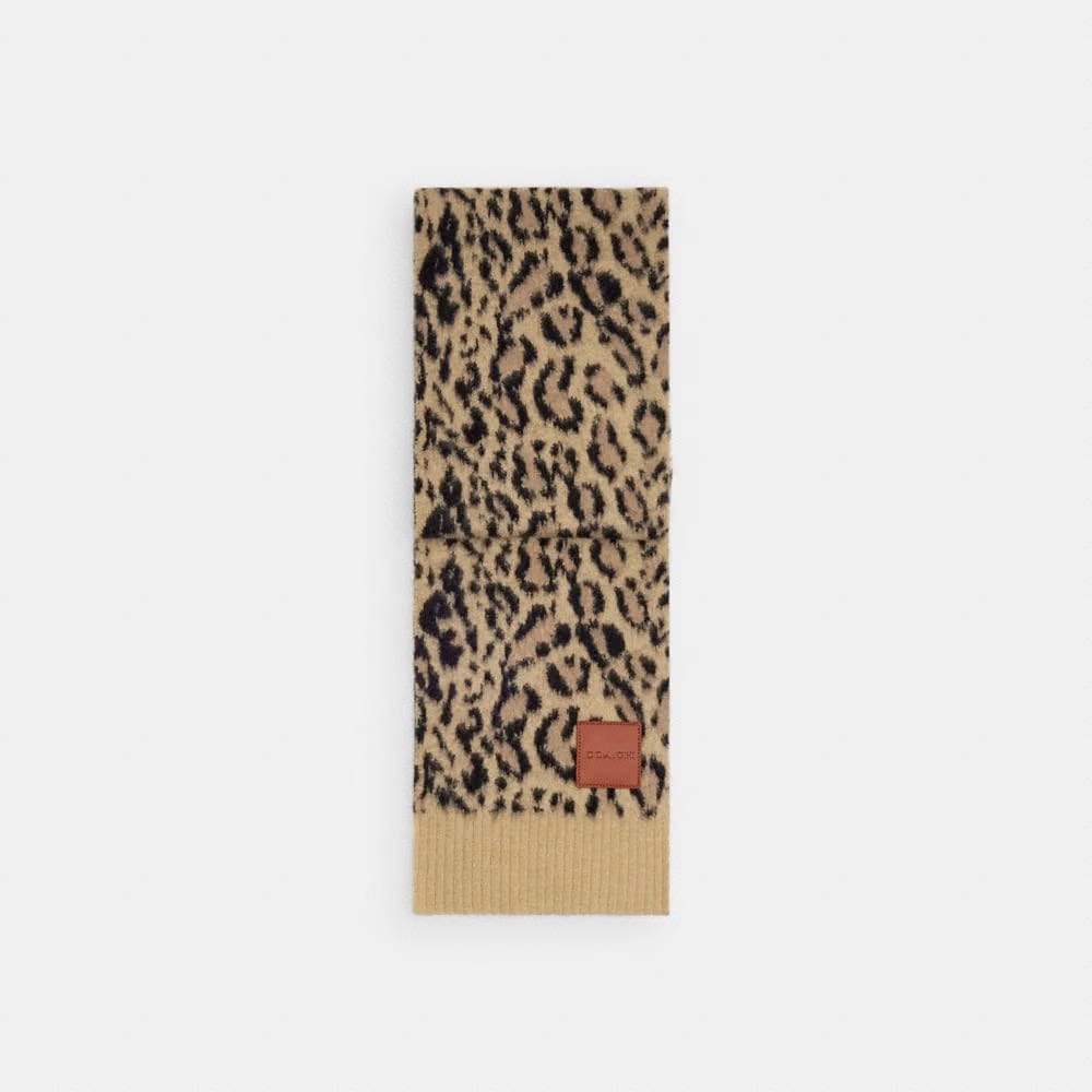 Coach Leopard Print Muffler Tan