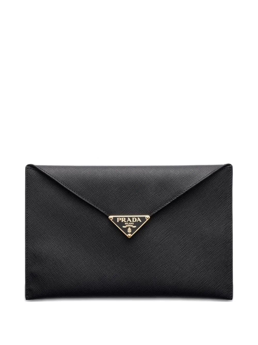 triangle-logo envelope clutch
