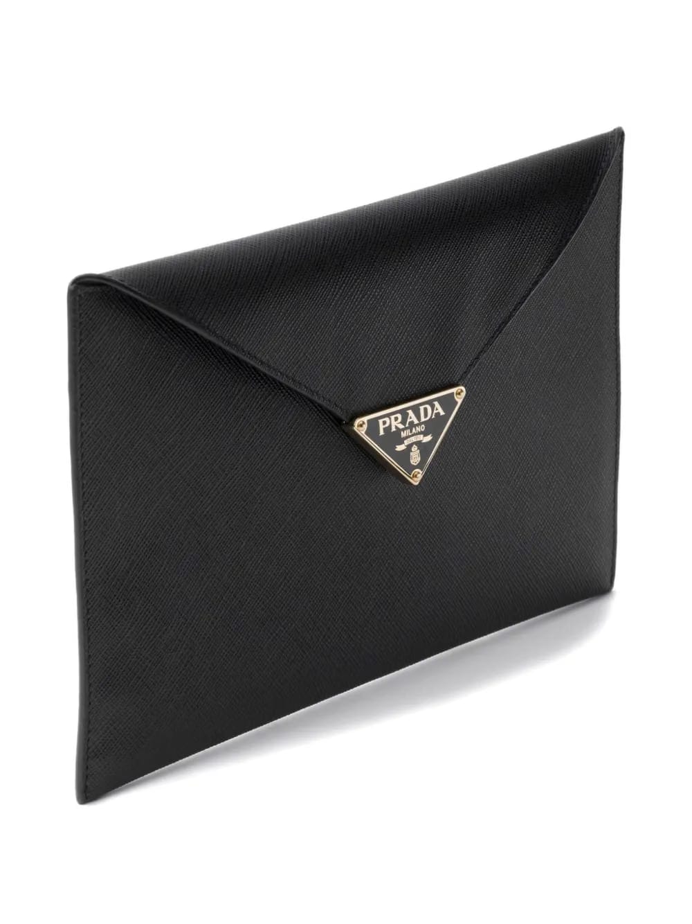 triangle-logo envelope clutch