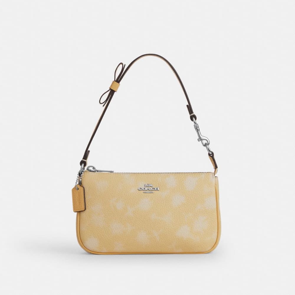 Coach Nolita 19 With Floral Print And Bow Silver Washed Yellow