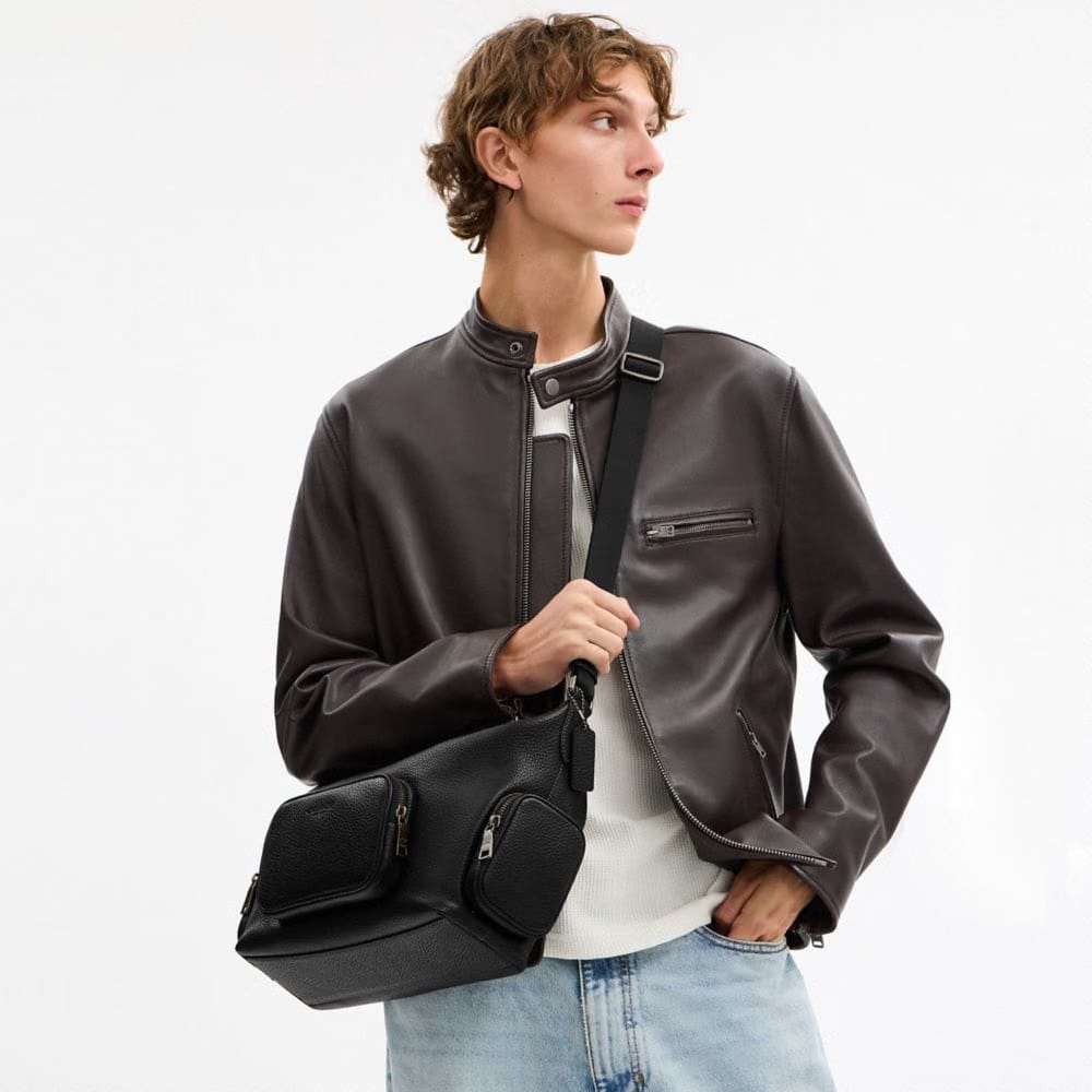 Coach Finn Crossbody Bag With Pockets Gunmetal Black