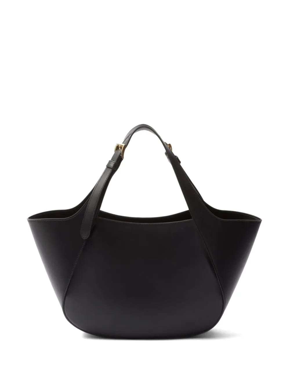 medium enamel triangle logo leather tote bag