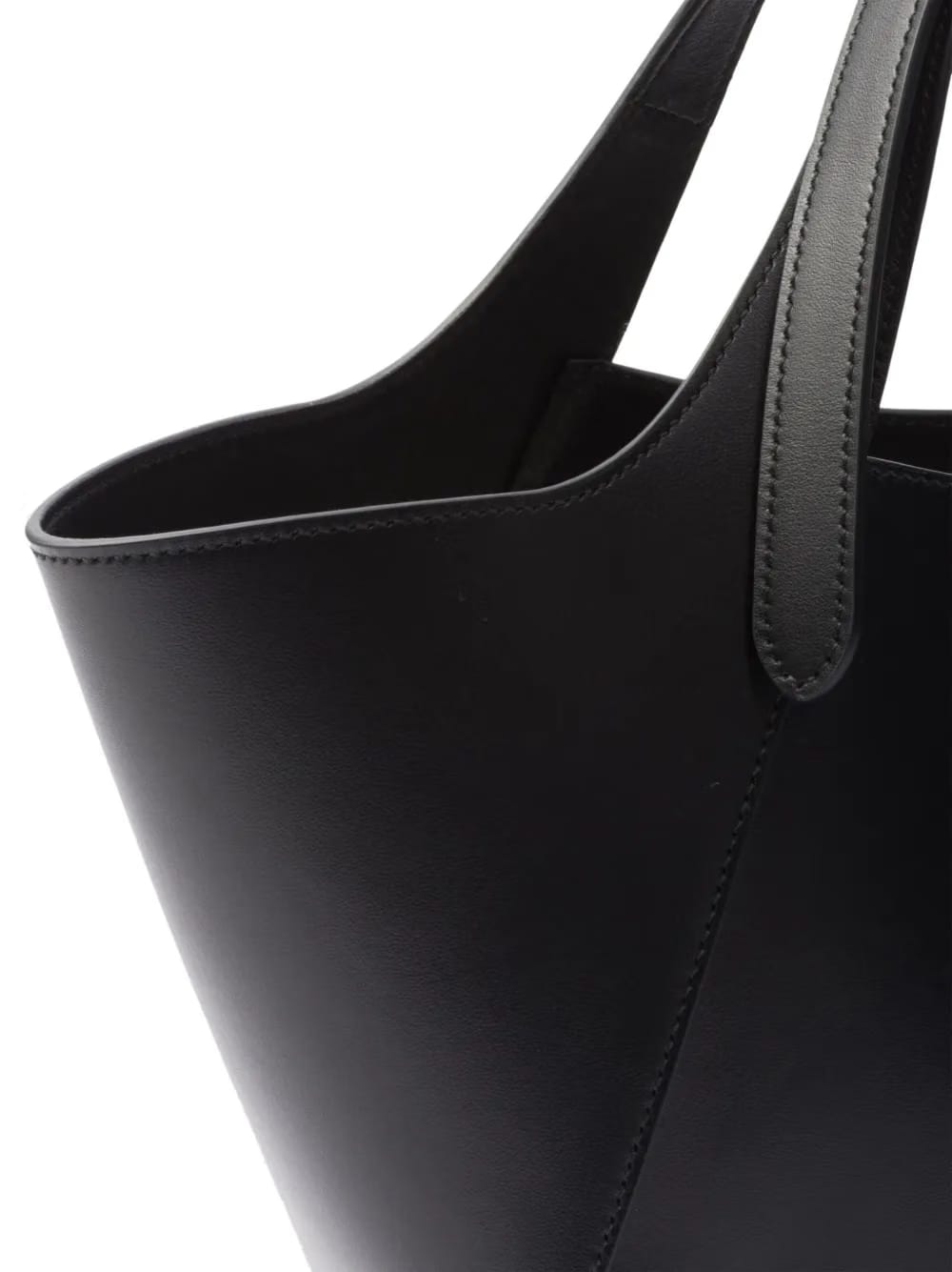 medium enamel triangle logo leather tote bag