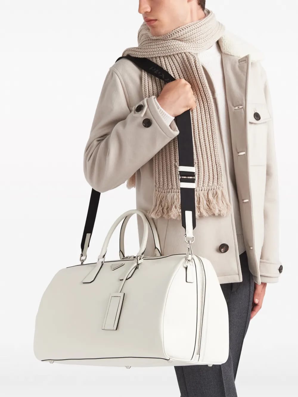 triangle-logo leather bag