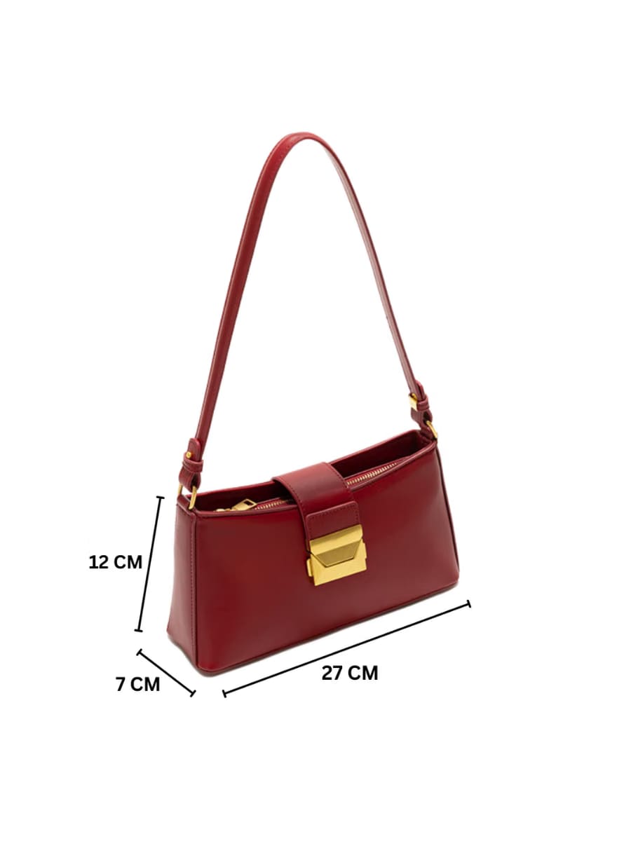 Felice - Ladies Baguette Bag, Faux Leather | Red