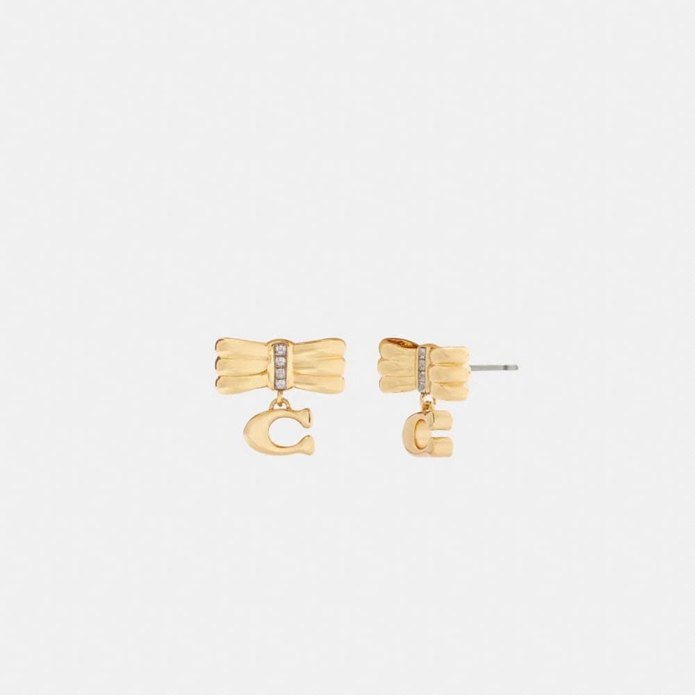 Coach Signature Bow Stud Earrings Gold