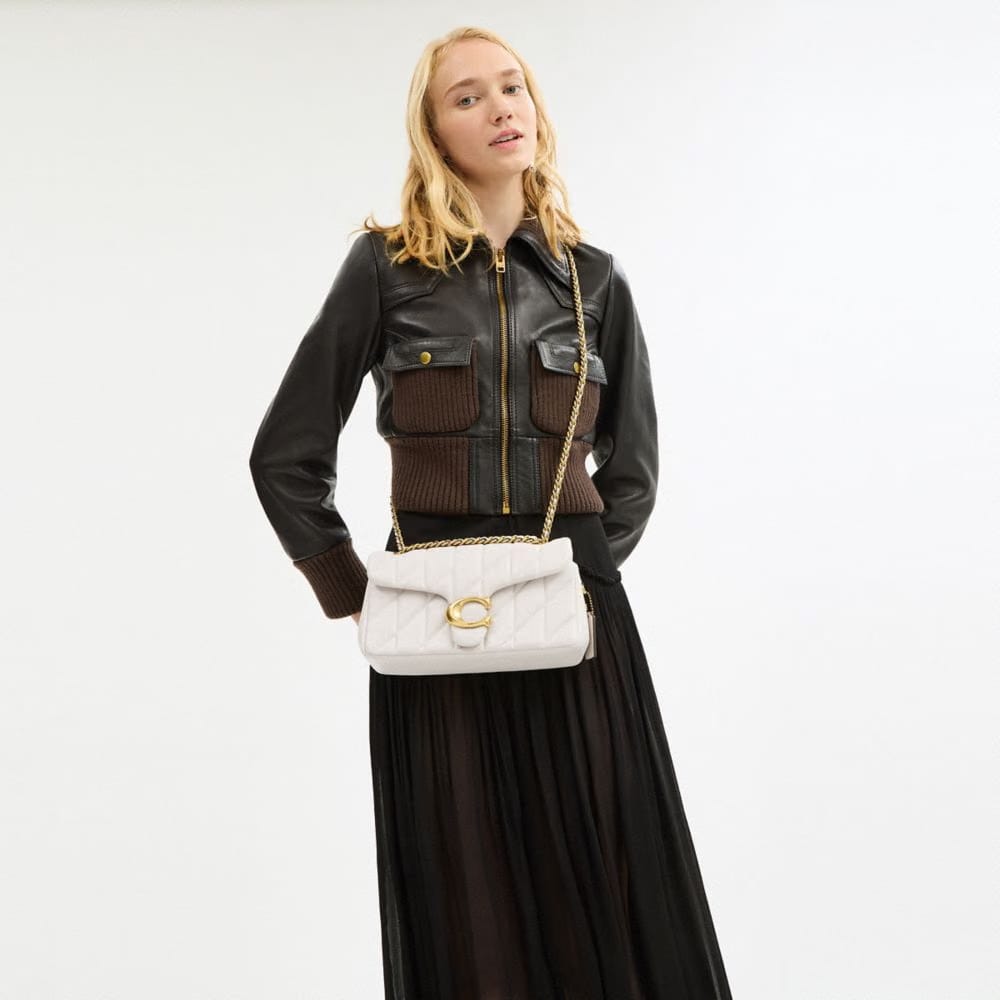 Coach Tabby Shoulder Bag 26 With Pillow Quilting Brass Chalk