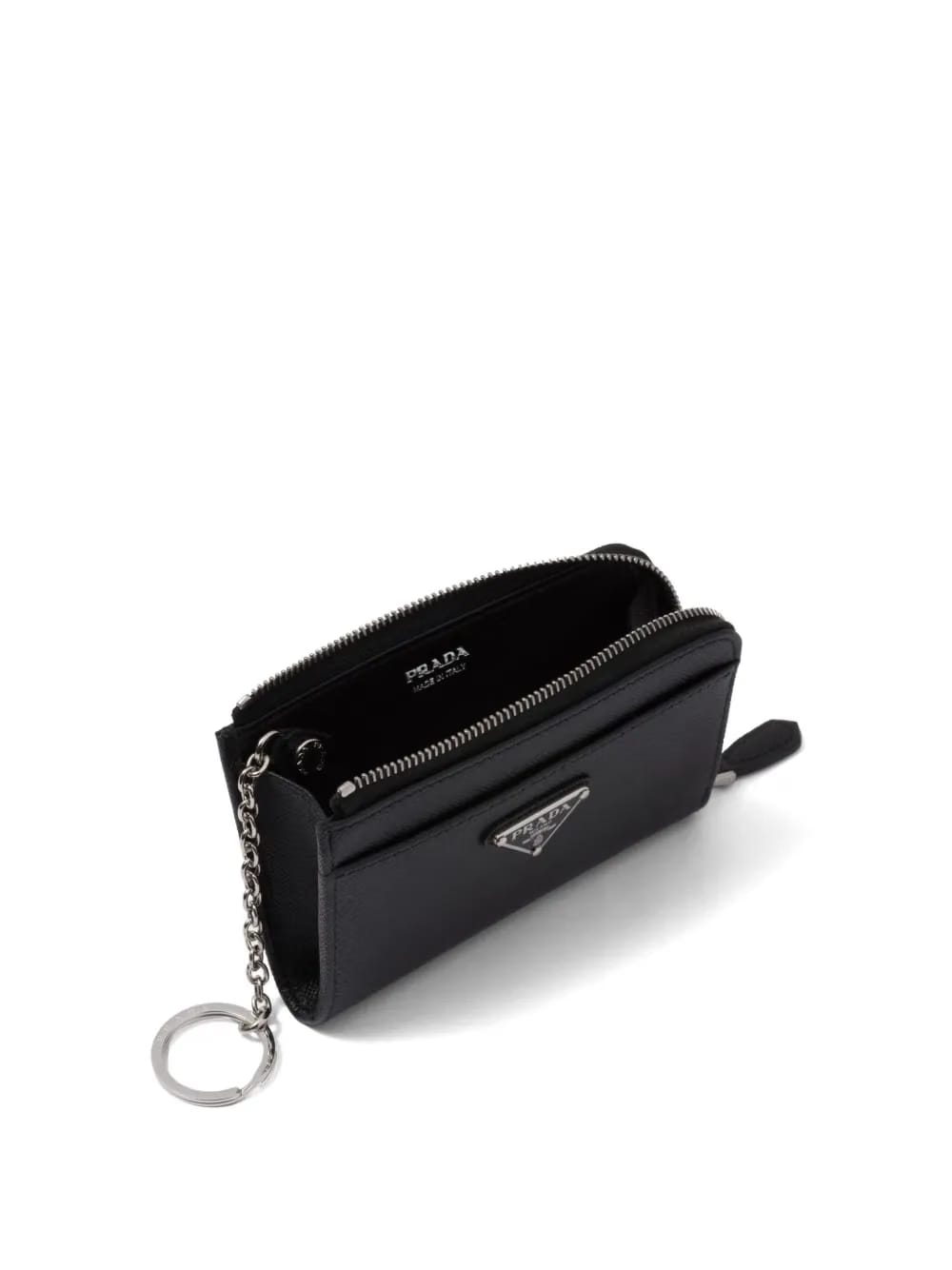 triangle-logo leather keychain