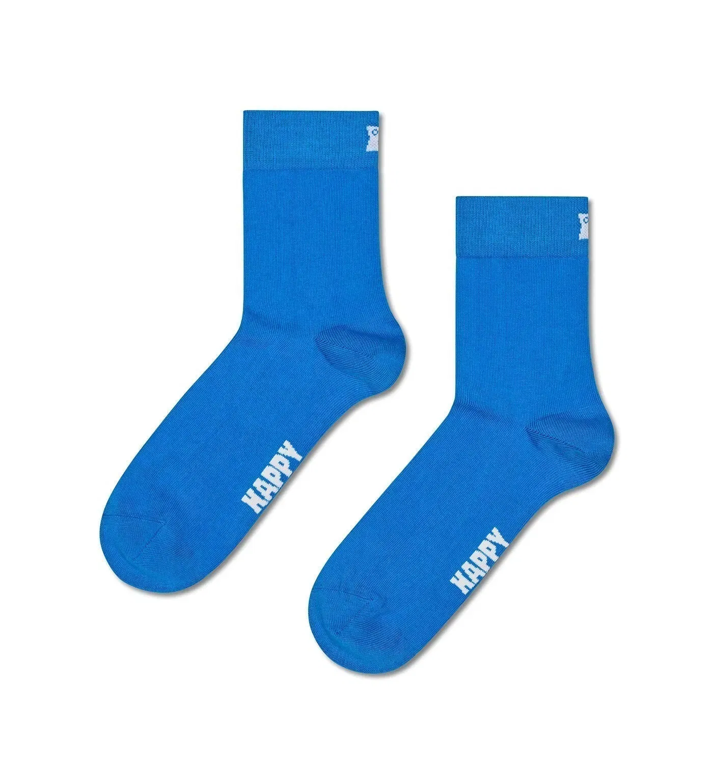 Happy Socks Unisex Blue Solid Color Crew Length Socks for Women and Men