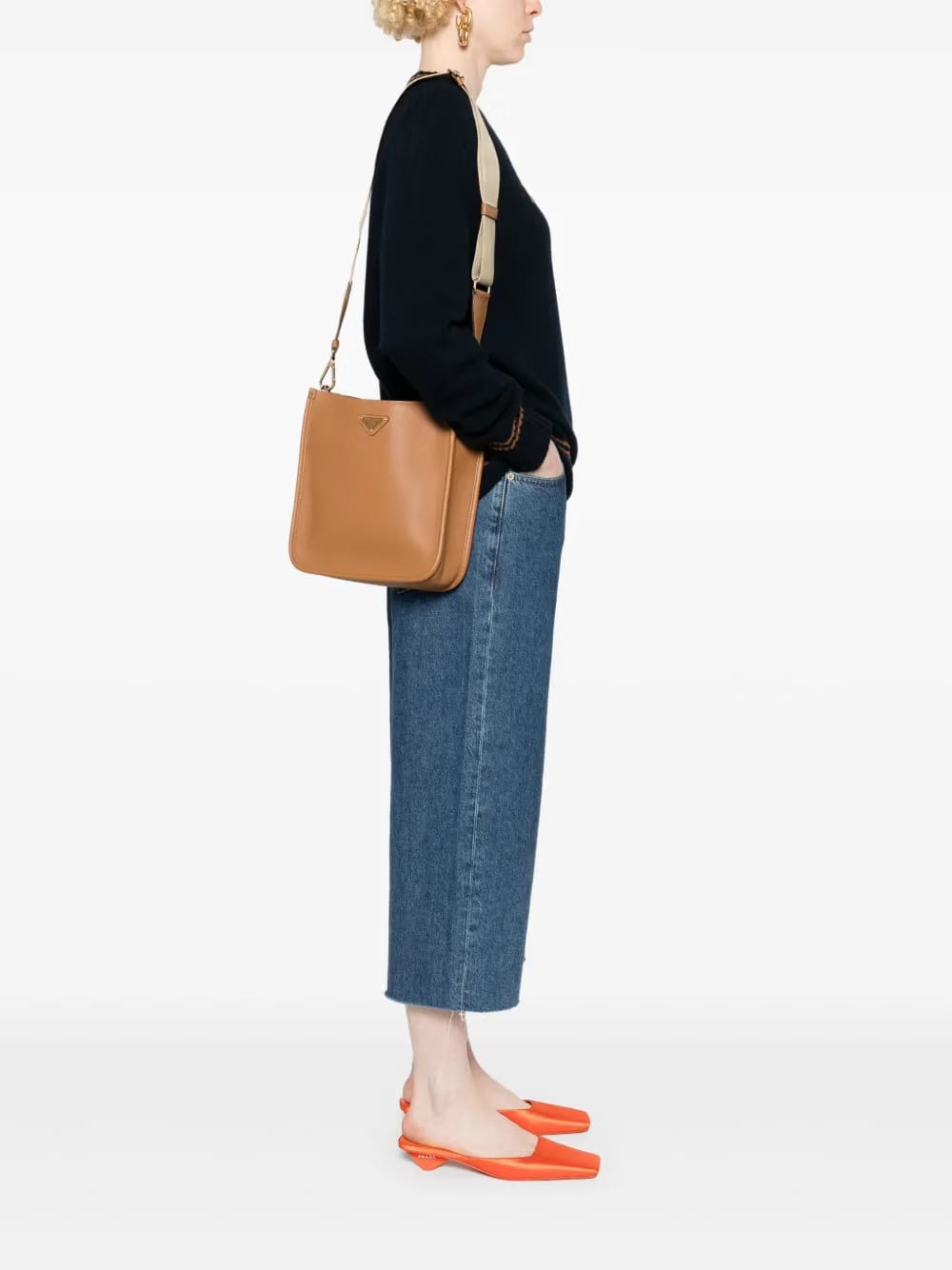 triangle-logo leather crossbody bag