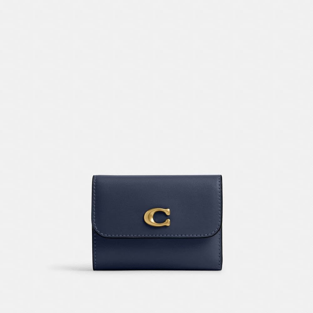 Coach Essential Card Holder Wallet Brass Navy