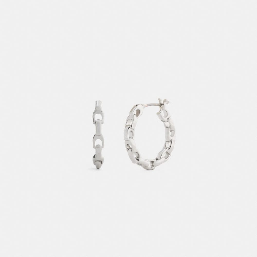 Coach Linked C Small Hoop Earrings Silver