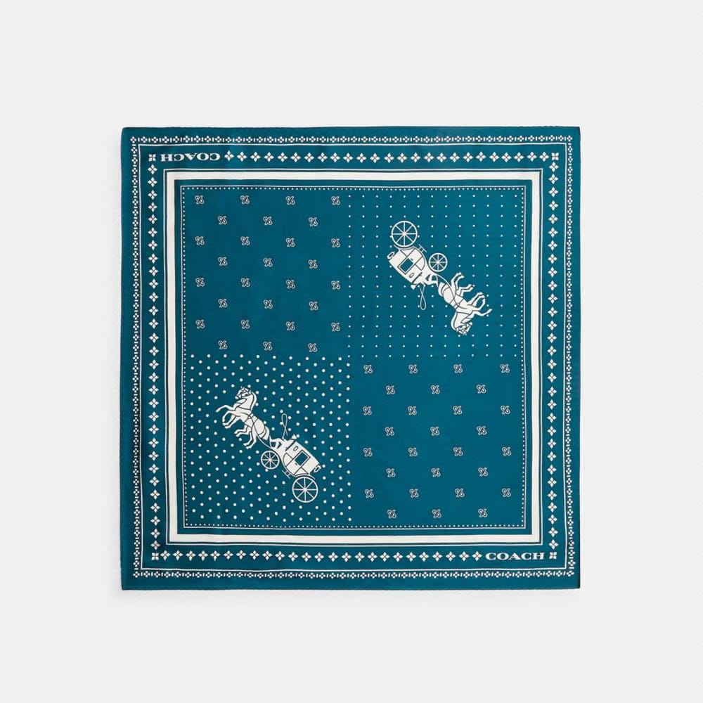 Coach Horse And Carriage Dot Print Silk Bandana Teal