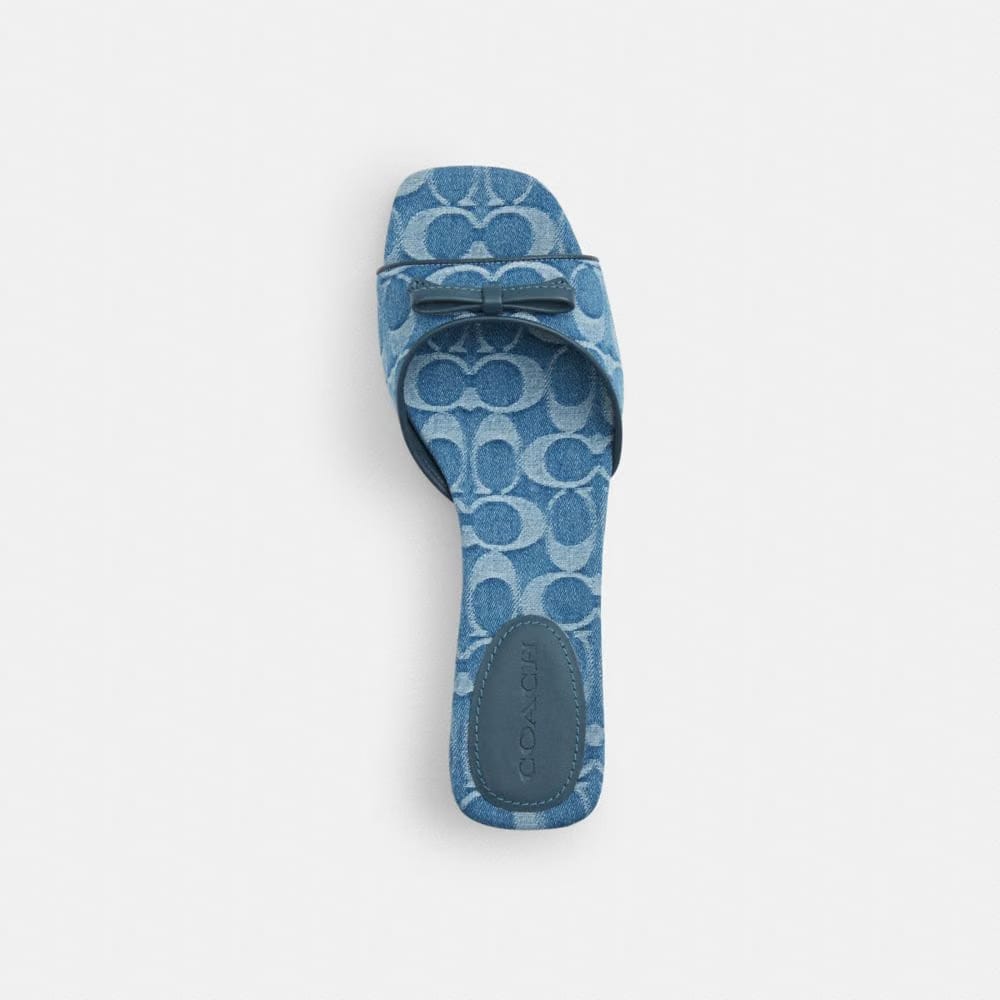 Women's Coach Bow Kitten Heel Sandal In Signature Denim Indigo