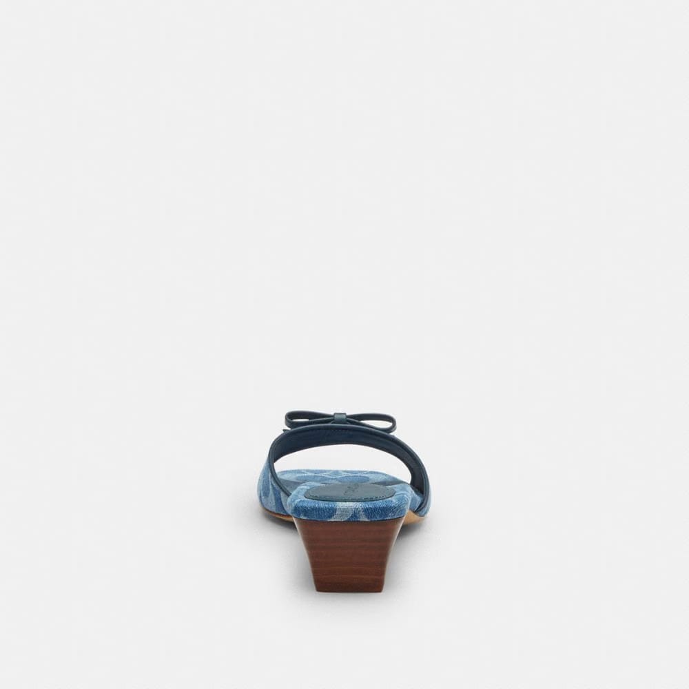 Women's Coach Bow Kitten Heel Sandal In Signature Denim Indigo