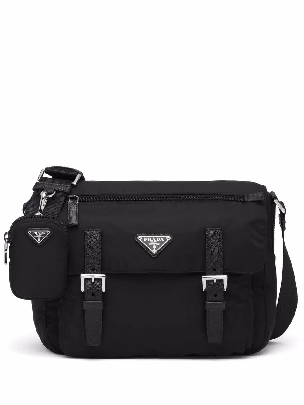 Re-Nylon triangle logo-plaque shoulder bag