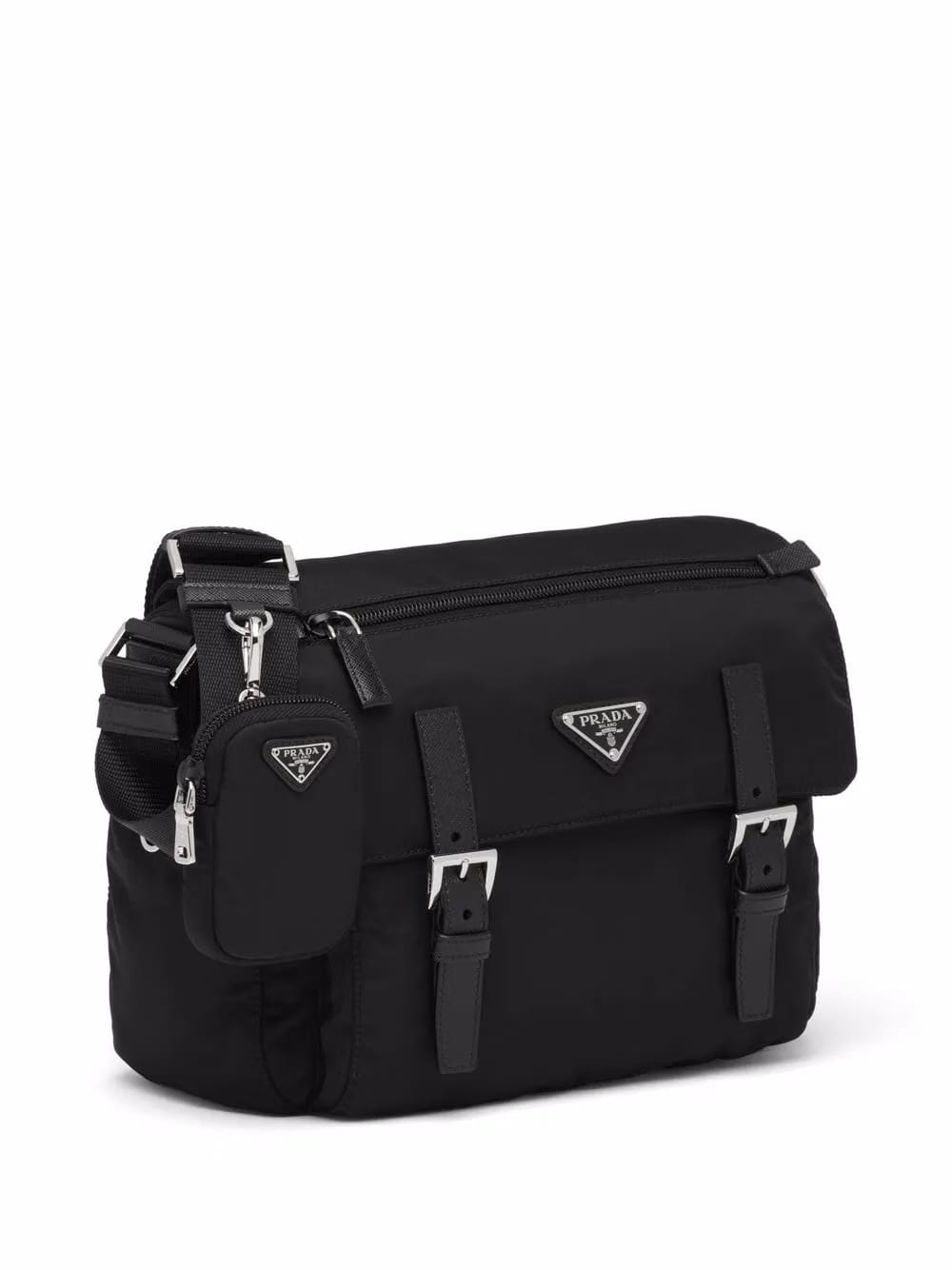 Re-Nylon triangle logo-plaque shoulder bag