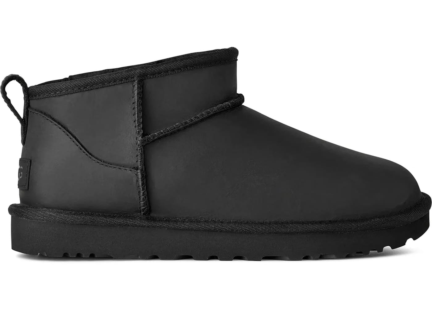 Ugg Classic Ultra Mini Leather Boot Black Womens