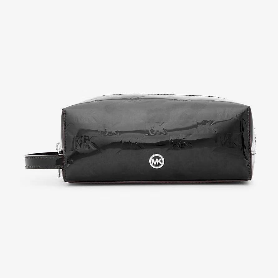 Michael Kors Jet Set Medium Patent Logo Debossed Travel Kit Black