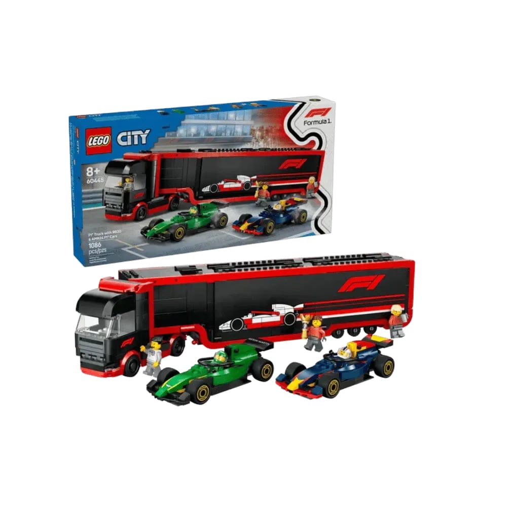 LEGO X F1 Truck with RB20 & AMR24 F1 Cars