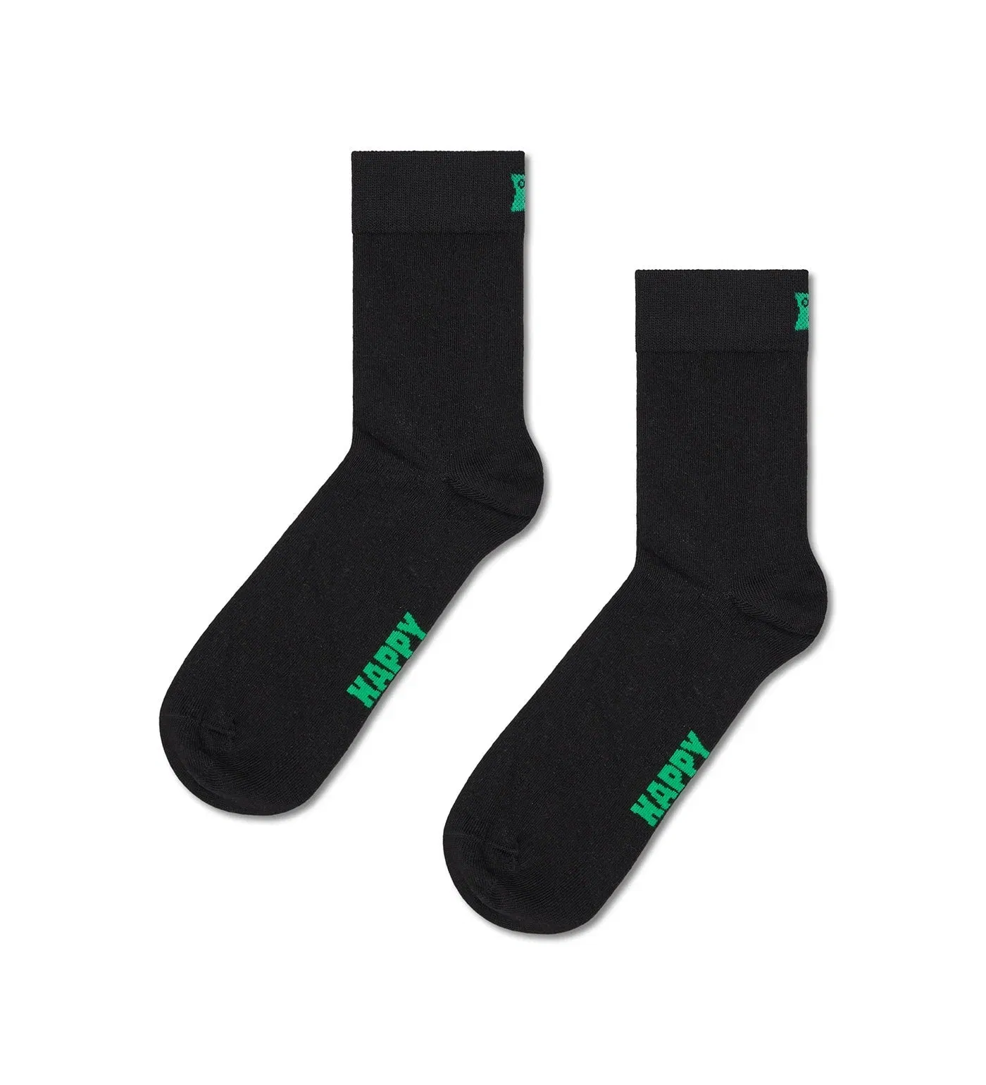 Black Solid Color Crew Socks for Women and Men