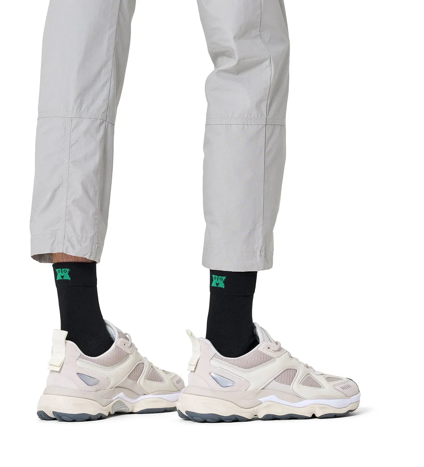 Black Solid Color Crew Socks for Women and Men