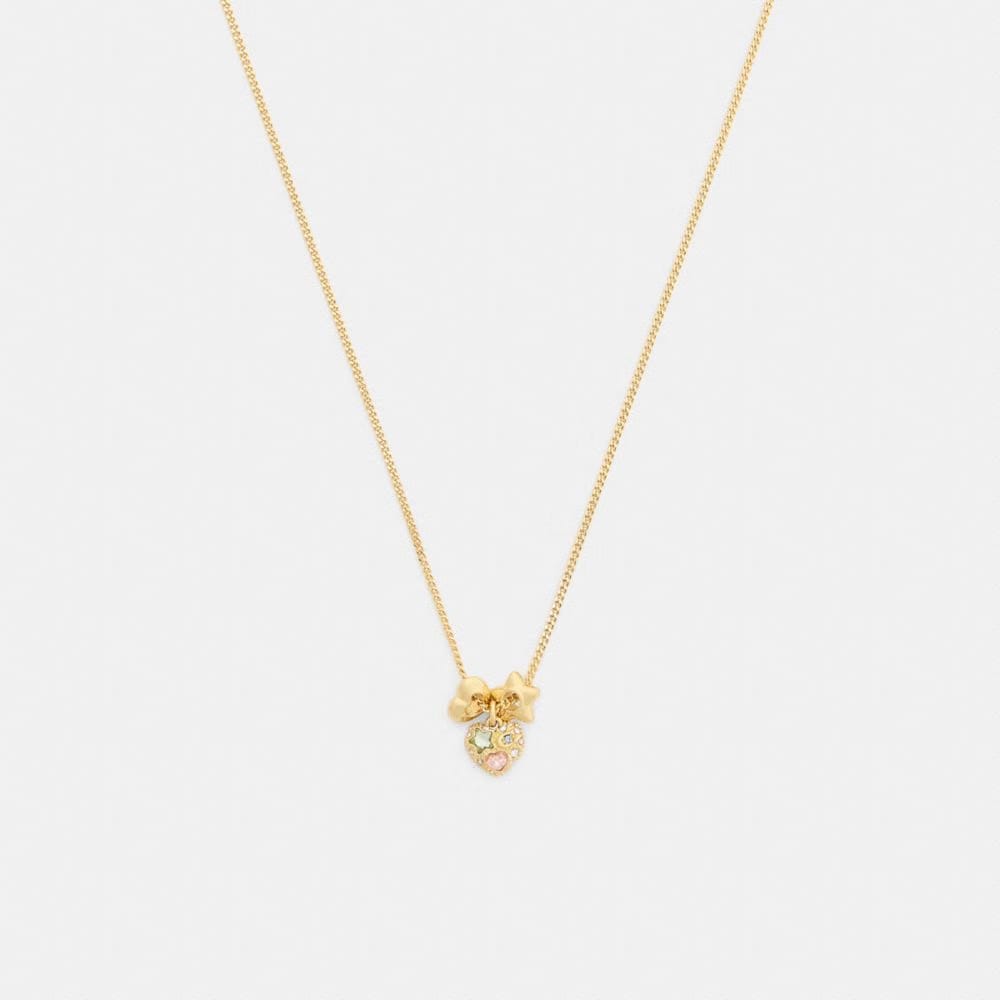 Coach Stars And Hearts Rondell Pendant Necklace Gold