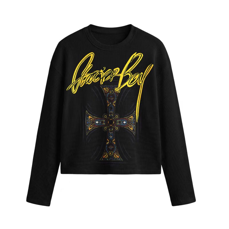 Glacier Boy Black Waffle T-shirt