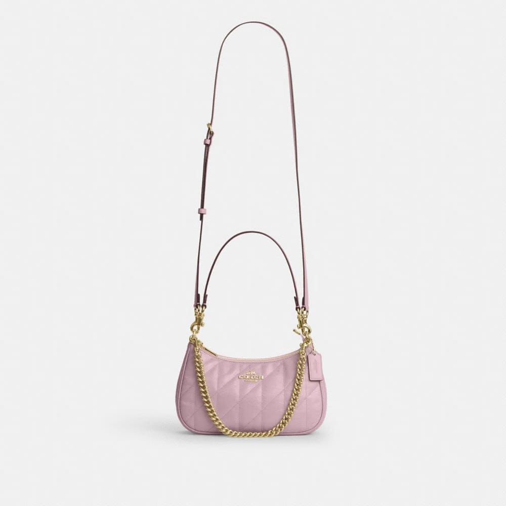 Coach Teri Shoulder Bag With Quilting Gold Carnation