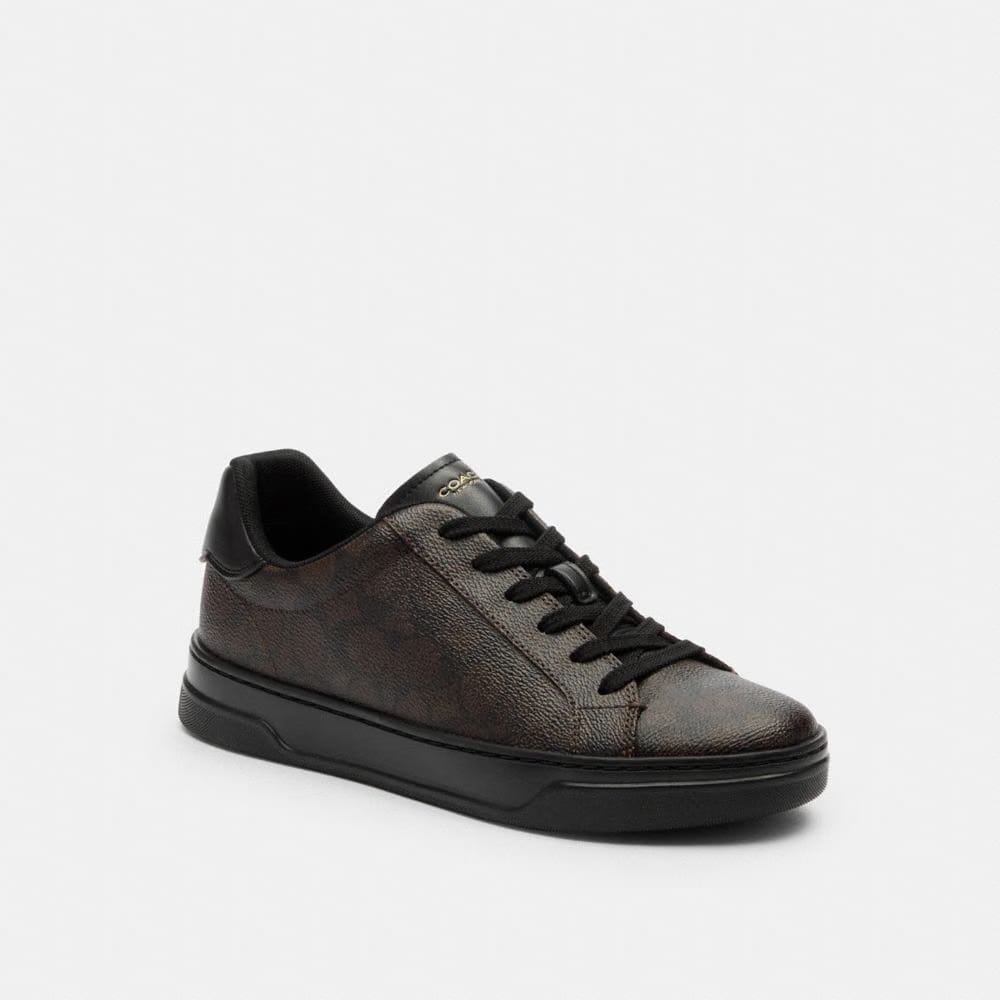 Women's Coach High Line Sneaker In Signature Canvas Walnut & Black