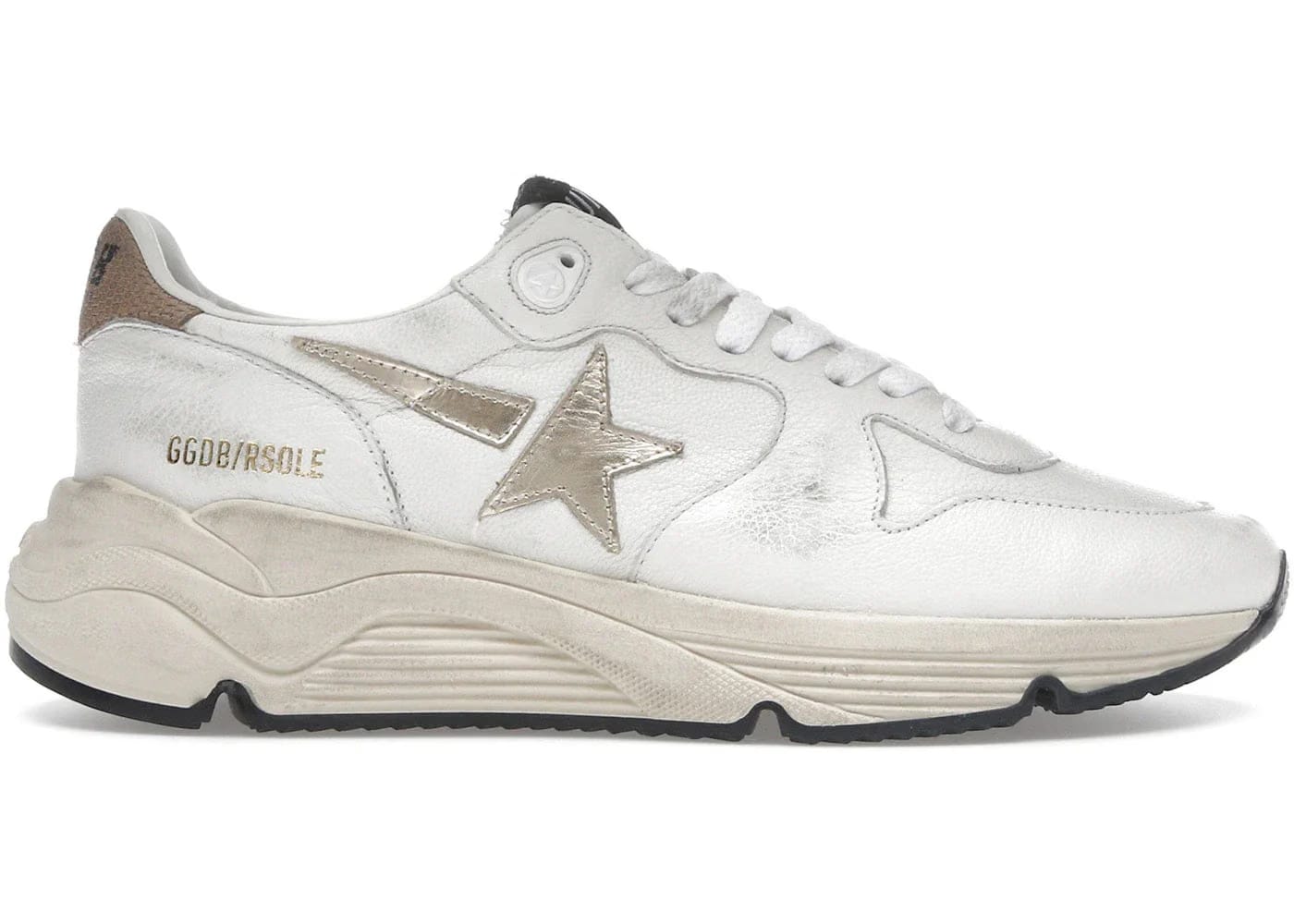 Golden Goose Running Sole White Gold Womens