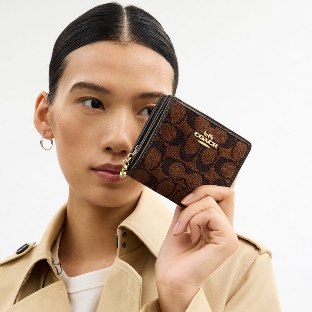 Coach Snap Wallet In Signature Chenille Gold Truffle